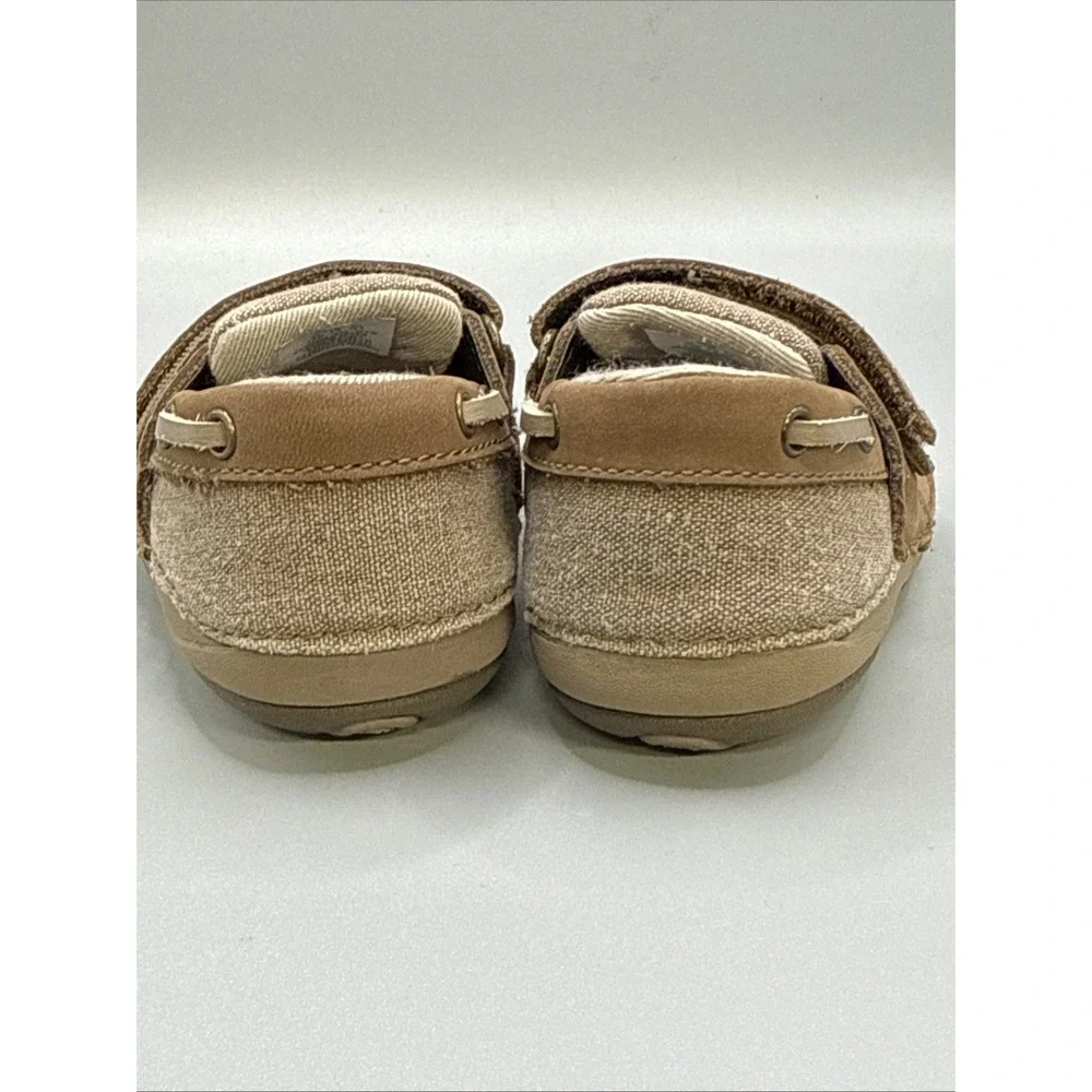 WORN ONCE Stride Rite Leather Canvas Loafers Wally Shoes Baby Boy SZ 3.5W